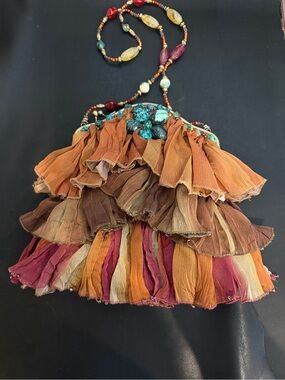Mary Frances, Retired, "Rock My Soul" Purse Beaded Ruffled Boho Festival Chic